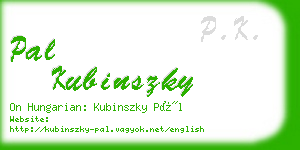 pal kubinszky business card